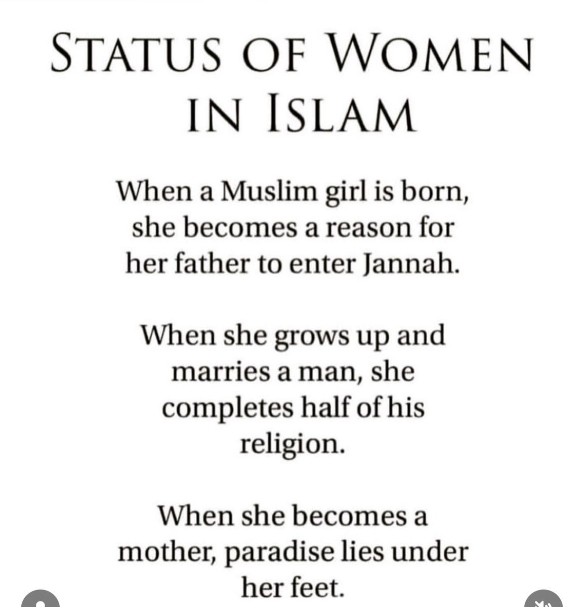 This is the status Islam gave to women.