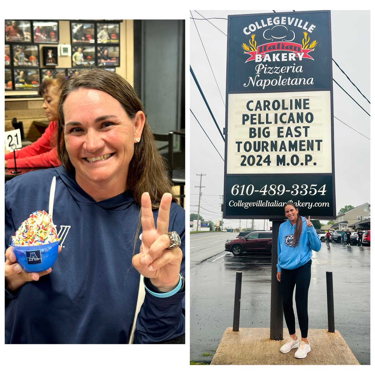 Our #PizzaiolioftheDay is @VUSoftball Head Coach @bridgetorchard! \V/ 🥎 An honor to host Coach Orchard & the 2024 Big East Champs for a team dinner before they head to Arkansas for the Fayetteville Regional! #collegevilleitalianbakery #morethanabakery #GoNova #NovaNation