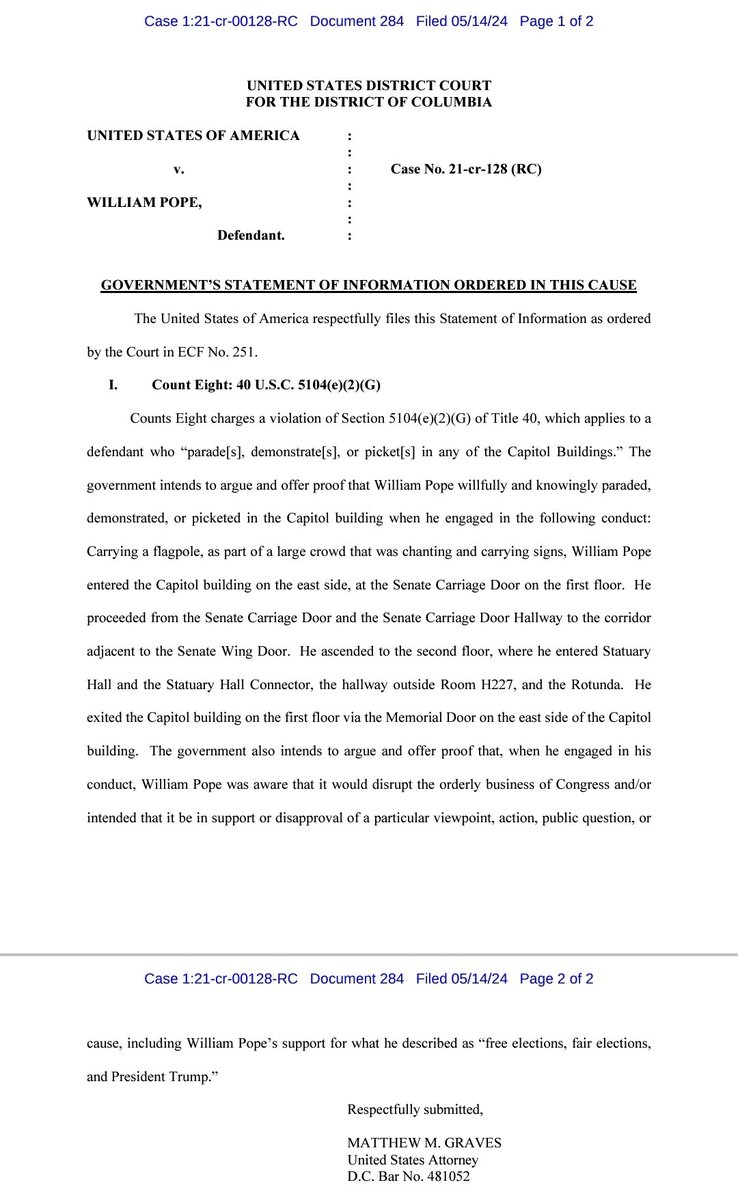 The government finally complied with the Court's order to provide particulars on my 'parading' charge. They now allege my crime to be carrying an American flag 'in support or disapproval of a particular viewpoint.' Biden has made the American flag and wrongthink a crime! 🇺🇸