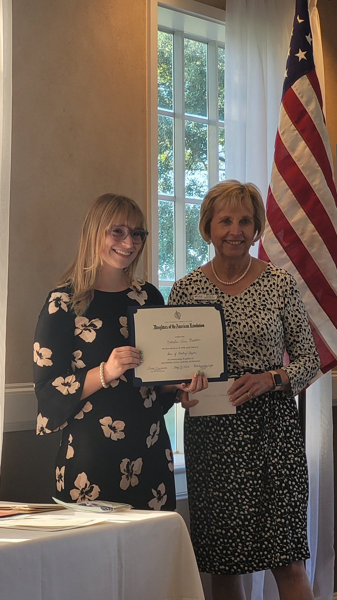 DAR scholarship awards ceremony with our MCHS Saluditorian, Natalie Baxter. I am very proud to say that MCHS has been honored to have two Saluditorians in a row receive this award. #MaydeForThis @MCHS_Rams