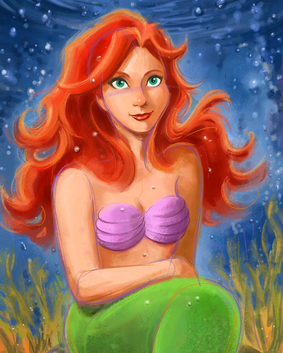 This weekend I came across a really old Little Mermaid digital painting. I spent some time playing with it. Won't have more time to play with it, so here it is. I think it needs to be looser and more abstract. #disneyprincess #littlemermaid #clipstudiopaint #corelpainter #mermay