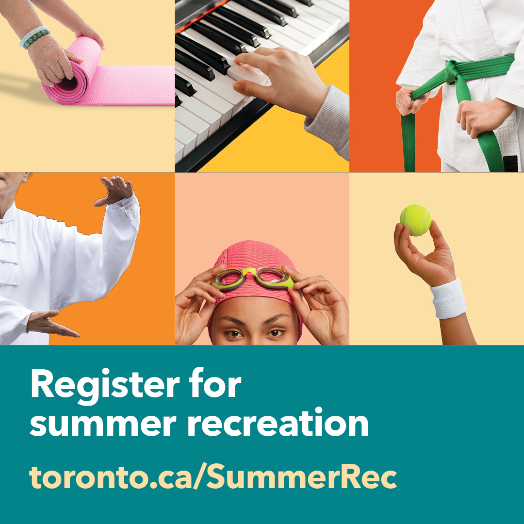 Summer recreation programs are now online! This is the season to play outside, get your body moving and make connections with your local community. Start browsing programs for you and your loved ones at toronto.ca/SummerRec. Registration starts June 4 and 5.