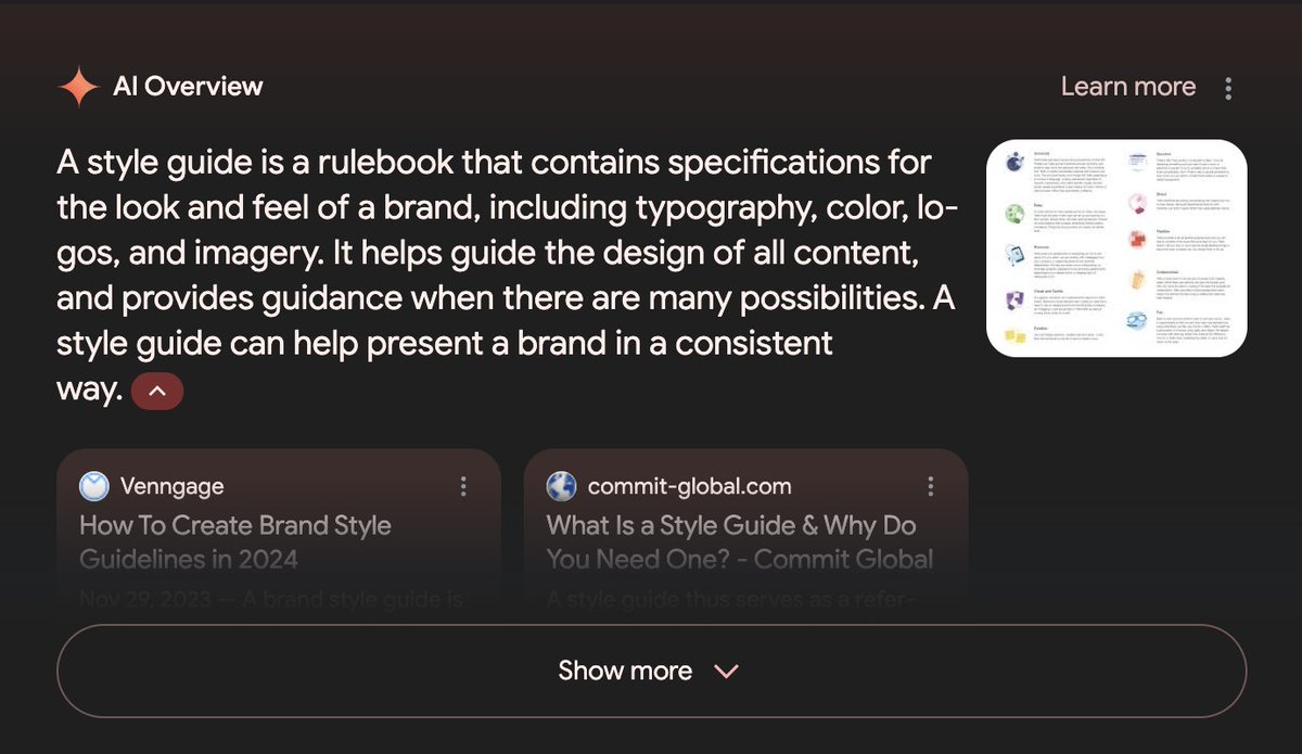 My first impressions of 'AI Overviews' being live: 1) It fires almost always on 'What is' searches. 2) It sporadically fires on mid-complexity searches. 3) Of the many high cost-per-click (CPC) searches I did, it only fired on a few 'X software' searches. I have the