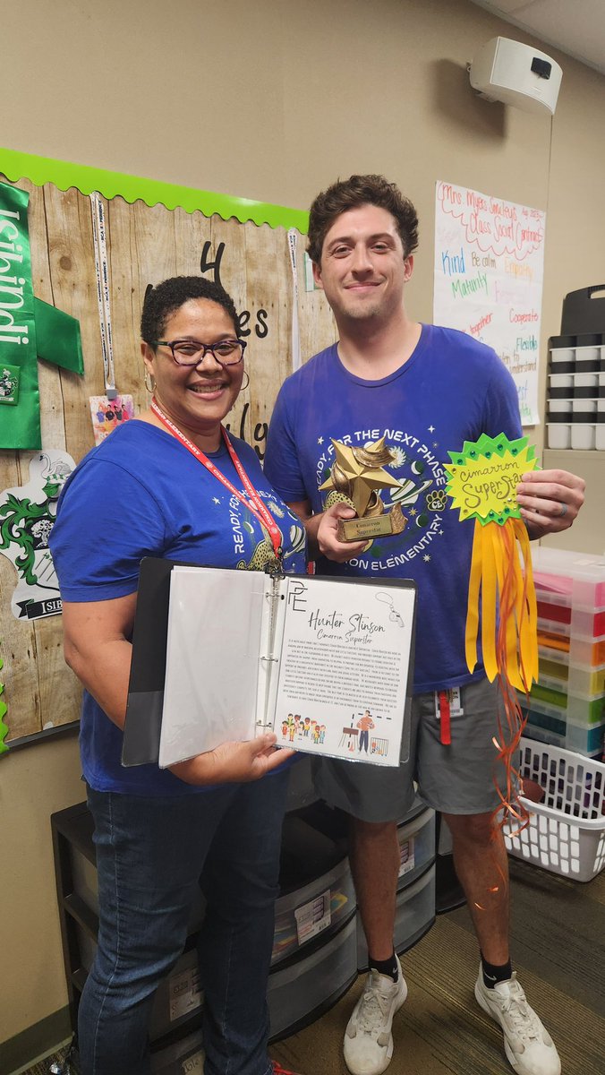 CimarronElem's tweet photo. Congratulations to Coach Hunter Stinson, this weekβs Cimarron SuperStar Staff Member! Coach Hunter was nominated by Ms. Bourgeois, and will hold the SuperStar trophy π this week! ππππππ
#cecheetahs #itsalwayssunnyand70atcimarron #readyforthenextphase #newmoonisrising https://t.co/nA6LoGTJsc