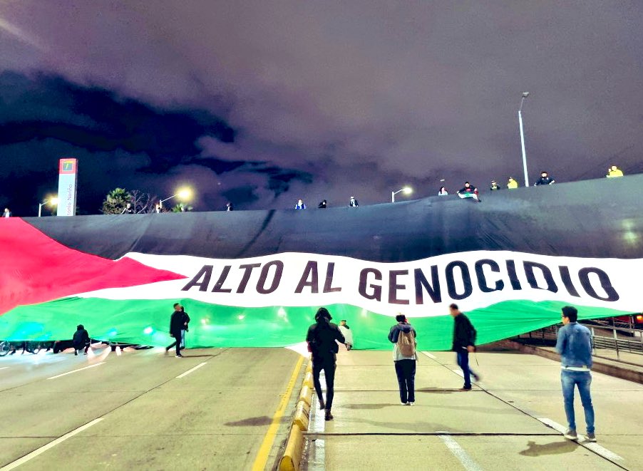 La Conmebol no dejó ingresar esta bandera al estadio en Bogotá, pero toda Colombia la verá. ¡Vamos a compartirla!
Paren el genocidio del pueblo Palestino 🇵🇸✊🏾