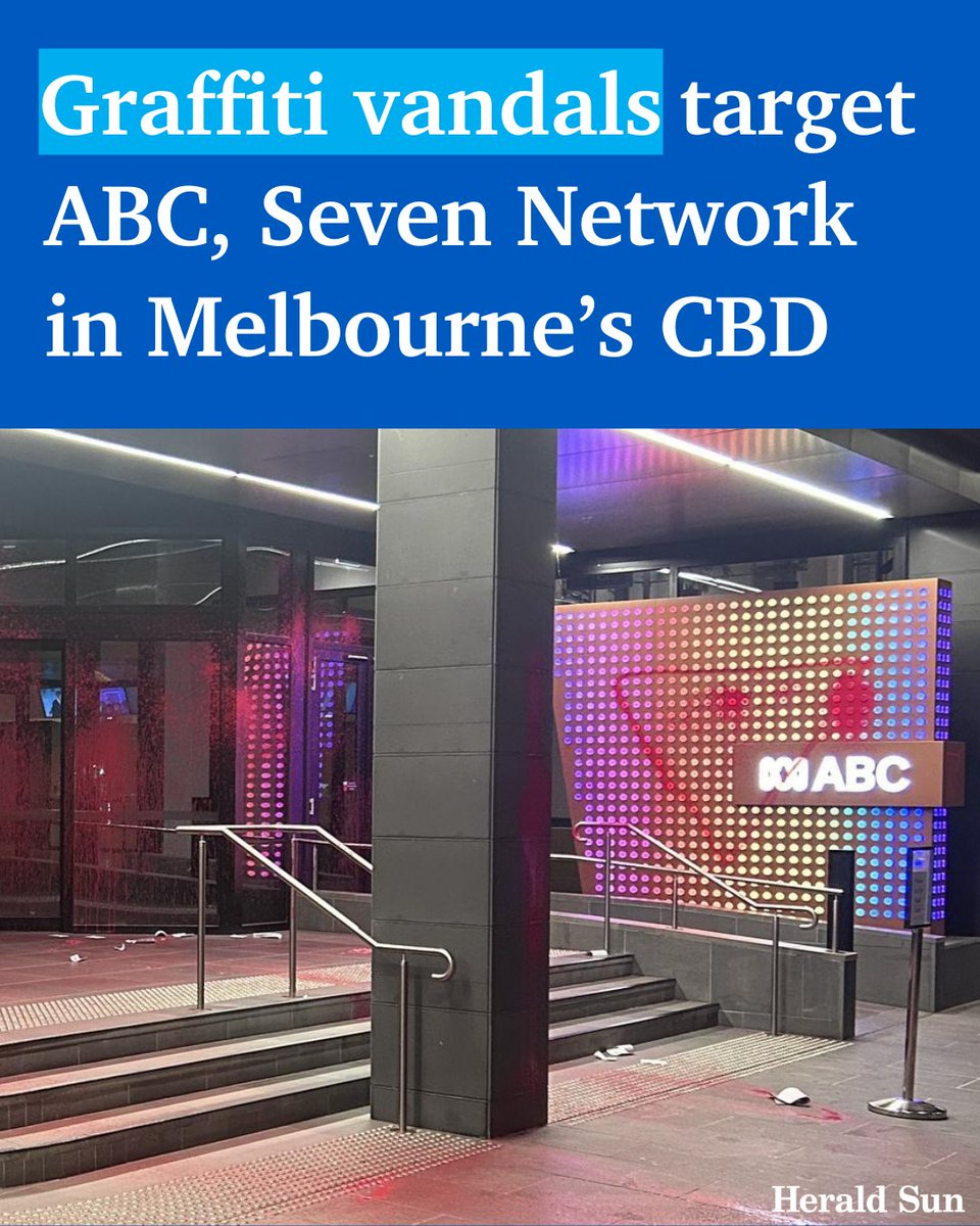 Two people have been arrested after the ABC headquarters and Seven Network building were targeted in a series of a graffiti attacks overnight. > bit.ly/4bjhTT1