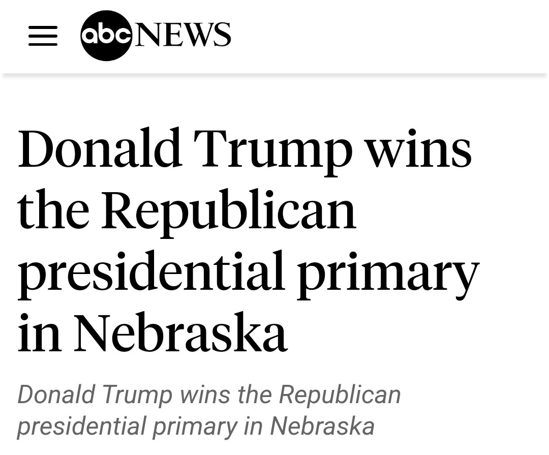 President Trump has just won the Nebraska primary.