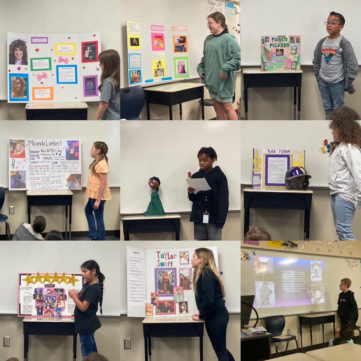 MsWiltz_'s tweet photo. I asked my students to create a project over someone who inspires them . From their family members to celebrities to athletes and activists.  I’m so proud of them for taking a risk and showing who inspires them the most. @LomaxElementary https://t.co/WTgGVfFtir