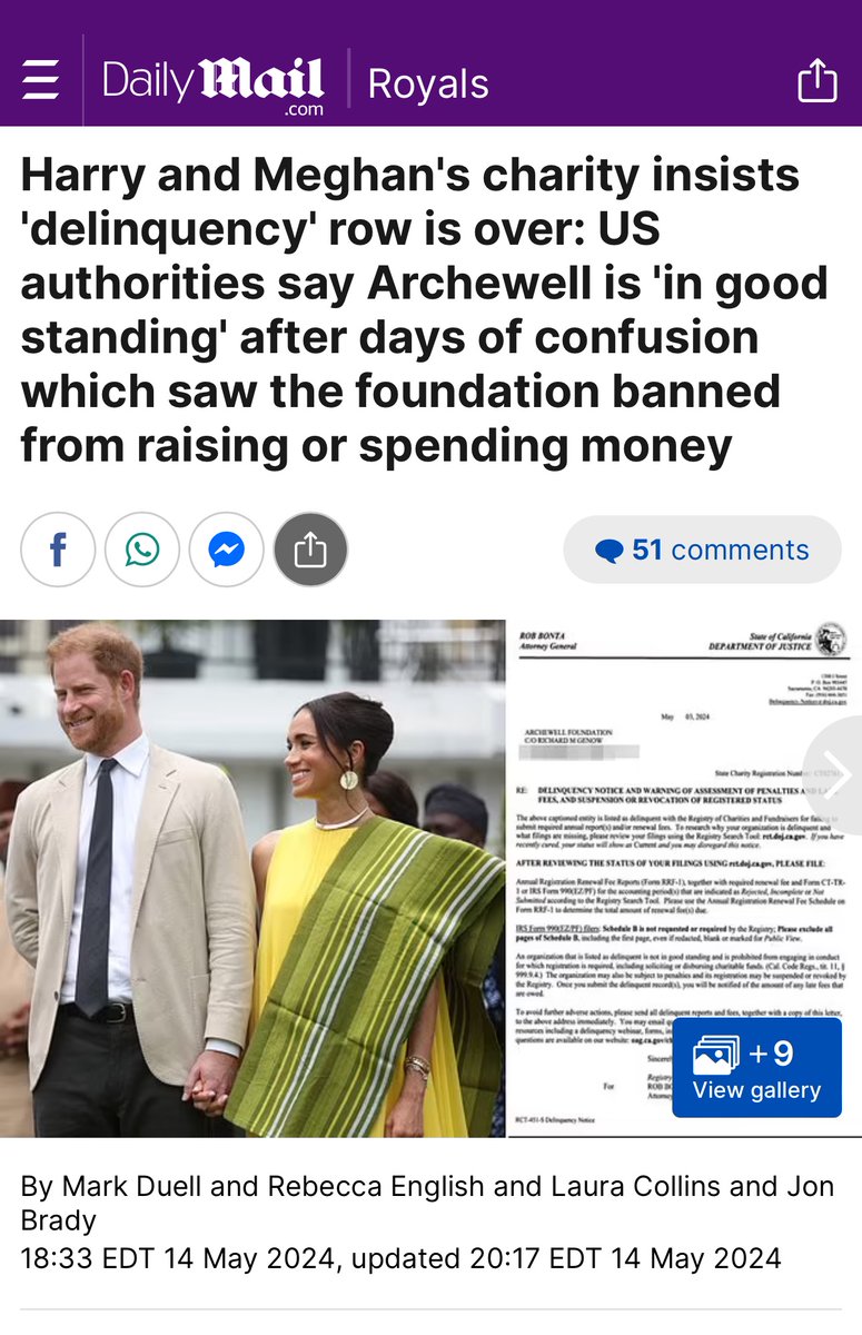 1. It wasn’t a row, it as a clerical error
2. Archewell isn’t insisting, they’re listed as current on the website. 
3. There wasn’t days of confusion, reporters ran w/ a non-story because they knew ppl would trip all over themselves at the word ‘delinquent’