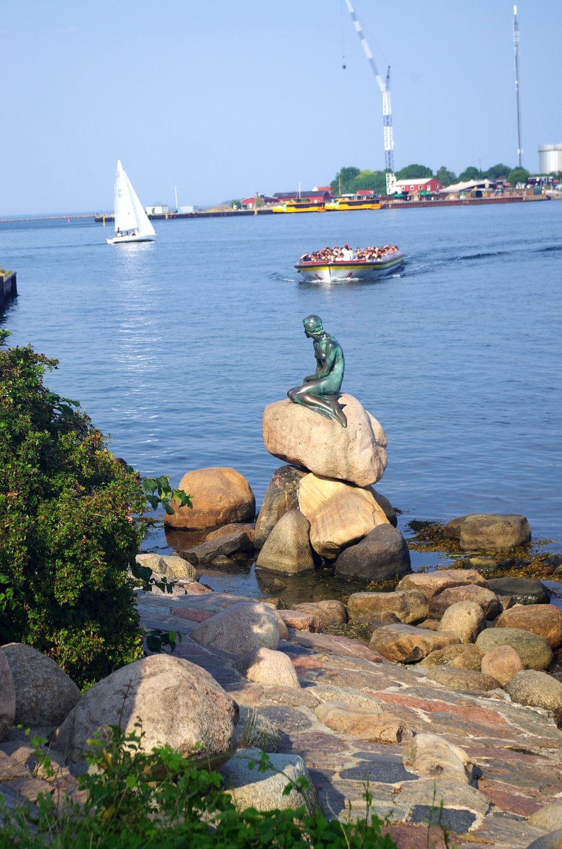 The #Sculpture is inspired by #HCAndersen fairy tale about the mermaid. Here the #Mermaid sacrifices everything to be united with the young handsome #Prince on land. I love to explore my own city 🧜‍♀️ #København #Danmark #Refshaleøen #Tourist #DenLilleHavfrue #Photo #Havfrue