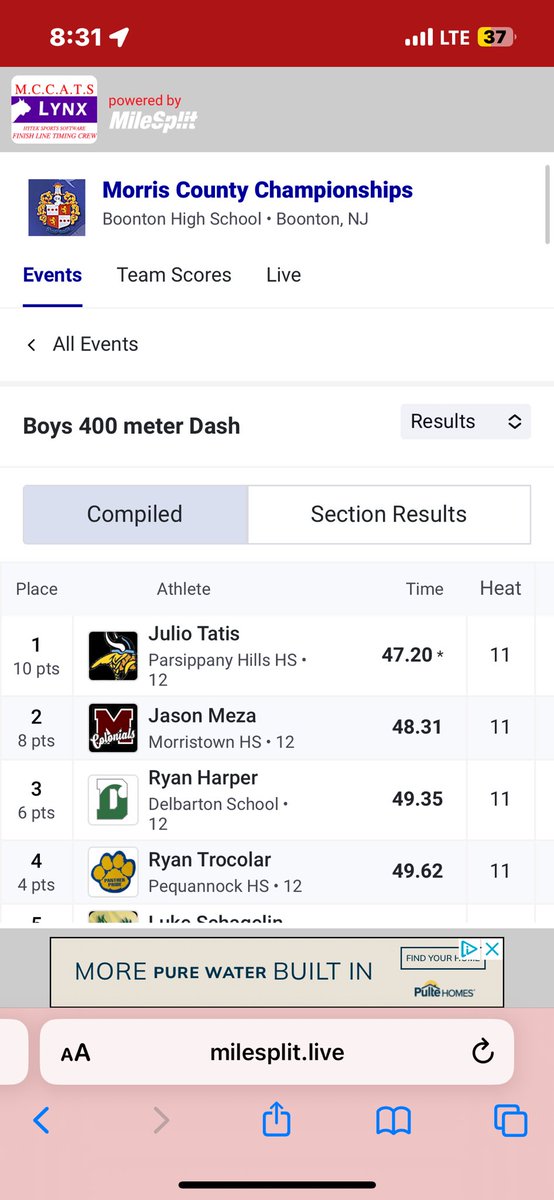 New Jersey #1 
400m 47.2 🔥