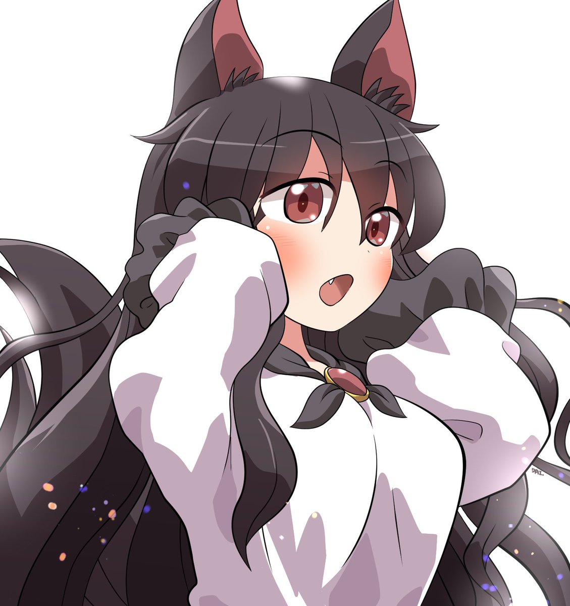 imaizumi kagerou 1girl solo long hair breasts blush open mouth simple background  illustration images