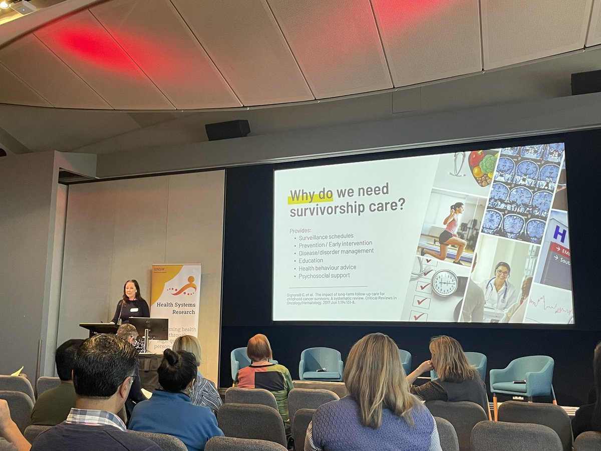 Inspiring event put on by <a href="/UNSWhsr/">Health Systems Research Theme, UNSW</a> 

𝙋𝒂𝙩𝒉𝙬𝒂𝙮𝒔 𝒕𝙤 (𝒓𝙚𝒔𝙚𝒂𝙧𝒄𝙝) 𝑰𝙢𝒑𝙖𝒄𝙩 

Hearing from <a href="/JordanaMcloone/">Jordana McLoone, PhD</a> on the Engage program for childhood cancer survivorship care. 

A few gems of wisdom: 
💎think big, but consider context 
💎plan your research exit strategy