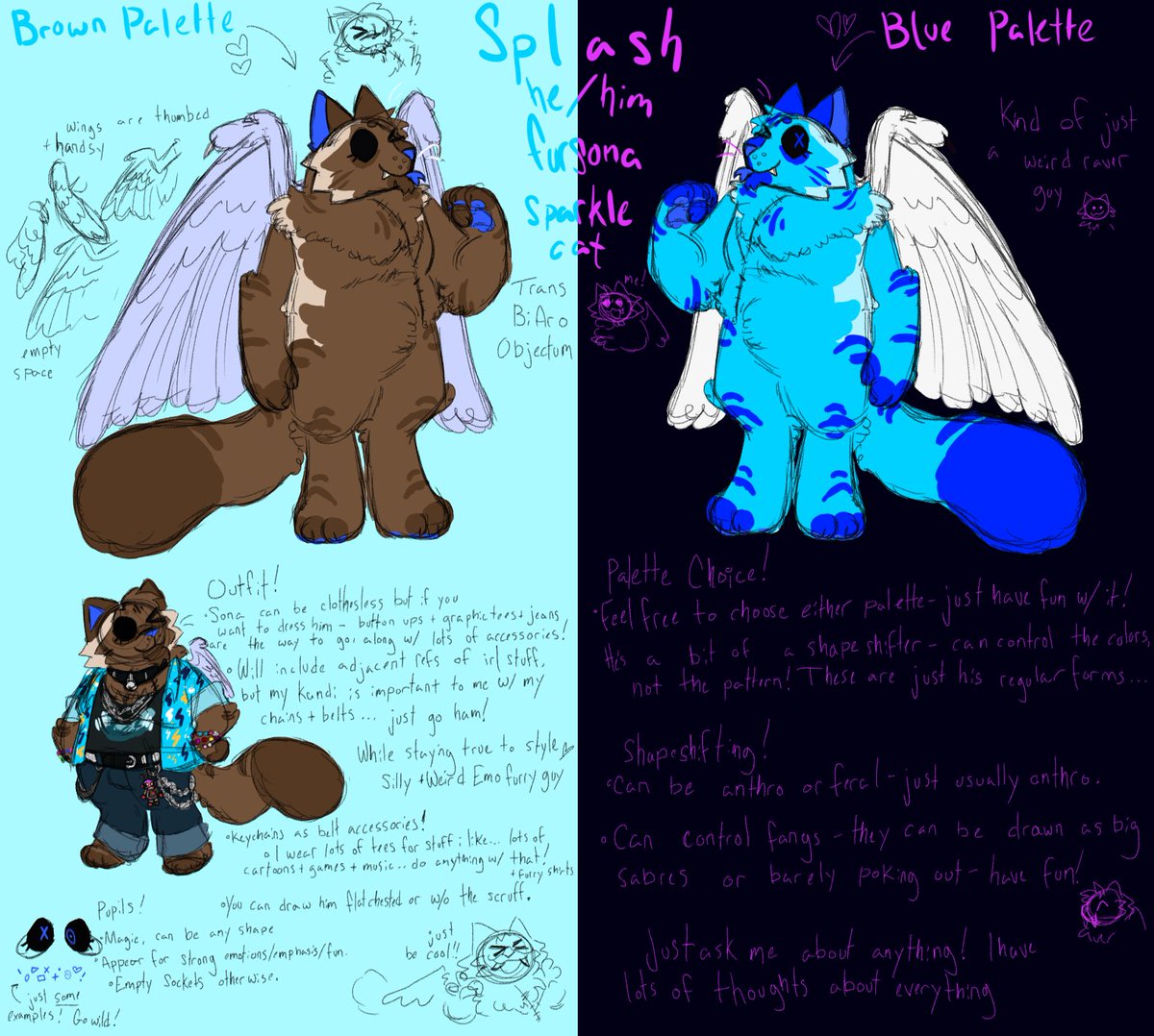 Splashtail2's tweet image. updated fursona reference!! it needed a bit of spiffing up and some stuff was outdated ! im really pretty proud of it!