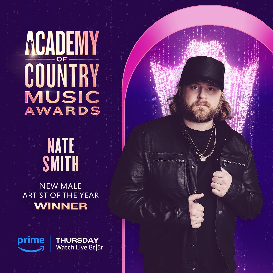 Nate Smith's WORLD is ON FIRE since he just won ACM New Male Artist of the Year! 🌎🔥🏆 

#ACMawards @NateSmithSongs