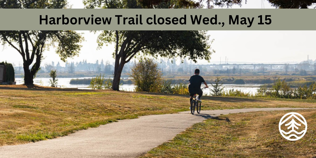 NOTICE: Harborview Trail will be closed to the public tomorrow (Wednesday, May 15) for the city's contractor to do a follow-up application of herbicide to eradicate Poison Hemlock, a Class B noxious weed. We apologize for the short notice and appreciate your patience.