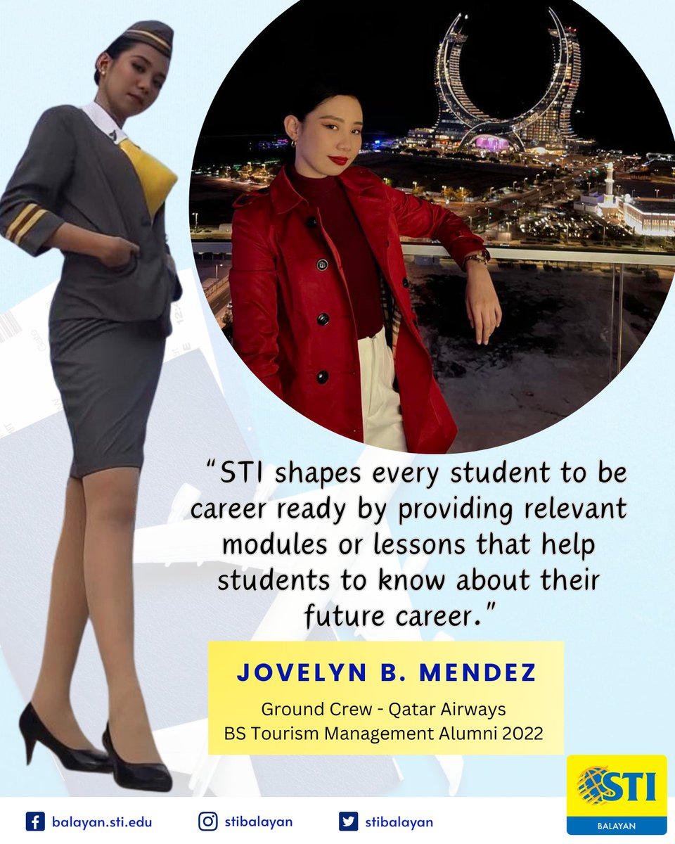 Jovelyn is very thankful to STI because of the things she learned about the Airline Industry in which she now works as a Ground Crew.

#BeFutureReady #BeSTI