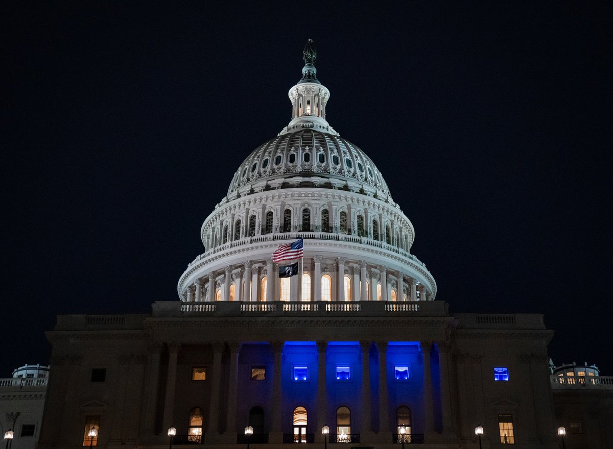 Every year I'm proud to light my Capitol office up blue for #PoliceWeek to honor the brave officers who protect and serve our communities. I wouldn't be alive today without the heroic action of law enforcement officers.