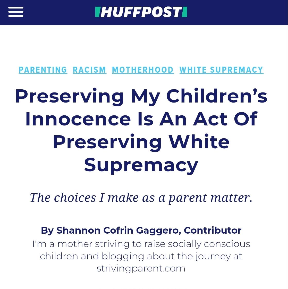 What's racist today? Today, preserving children's innocence is racist.