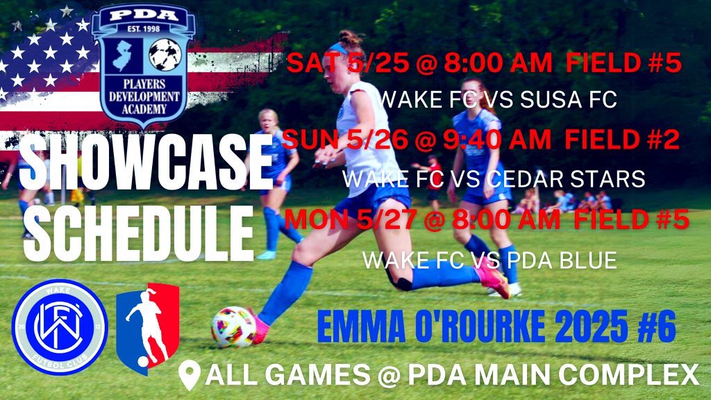 Looking forward to being back with my club teammates and competing in the @PDASoccer showcase next weekend!!! @WakeFC07 @wakefutbol #theWAKEFCway @ImYouthSoccer @ImCollegeSoccer @PrepSoccer