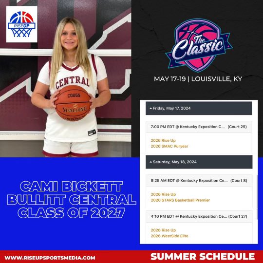 Excited to play with my @riseupsports1 team at The Classic in Louisville! @PGHAkeem @alyxwhite_ @MercerHoops @PGHKentucky @KyPrephoops @kyhighs @HLpreps @NateInSports @NationsElite1 @shegotdifferent