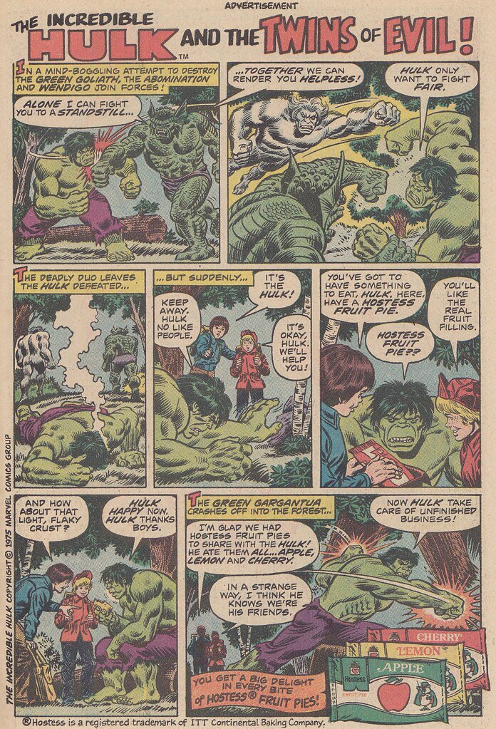 Hostess Fruit Pies: The Incredible Hulk and the Twins of Evil (1979) — John Romita, Sr. artist