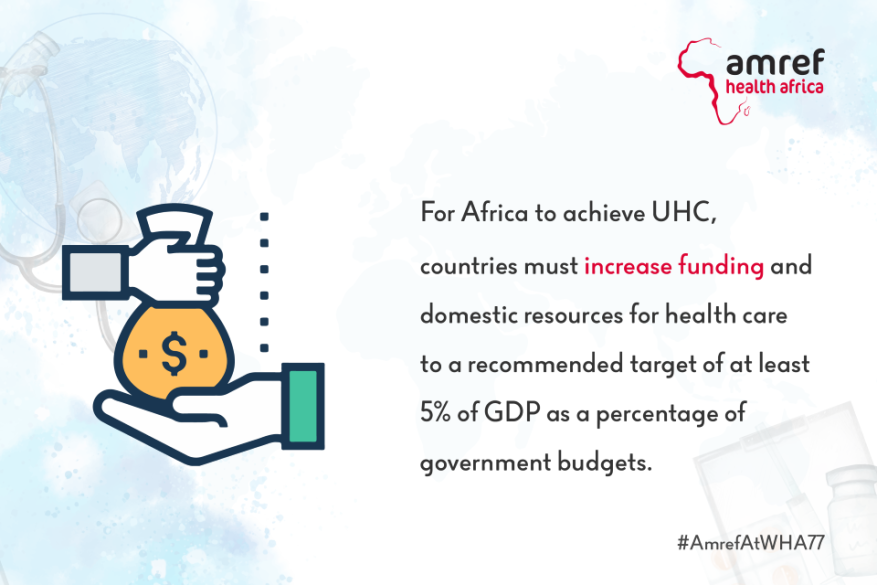 To achieve #UHC in Africa, nations must increase funding to at least 5% of their GDP. Investing in healthcare isn't just a choice; it's a necessity for a thriving continent.

More info about #AmrefAtWHA77 👉newsroom.amref.org/the-seventy-se…

#WHA77 @WHO @_AfricanUnion @AfricaCDC