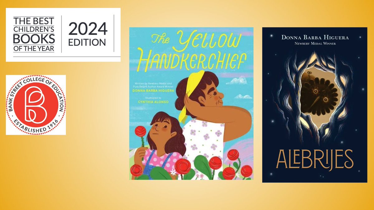 Honored to have both a picture book and novel for young readers on @bankstreetedu 2024 list of best books of the year for children. (Look at us, @cyndoor and David Álvarez!)