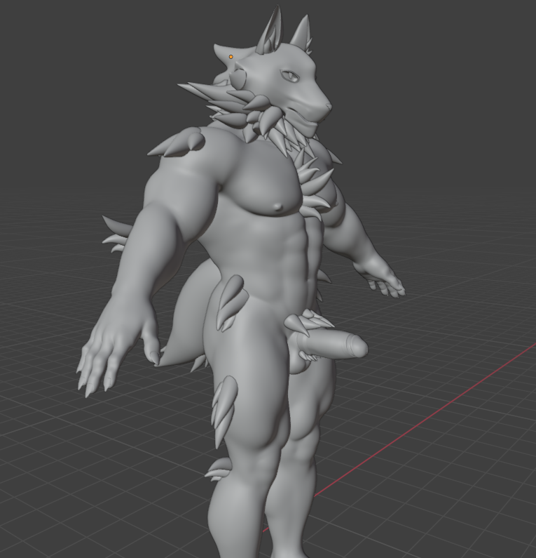 KingSuro's tweet image. NSFW// In progress on my 3D model of Shirou Ogami!! I've improved a lot, to be honest. Can't wait to texture it!