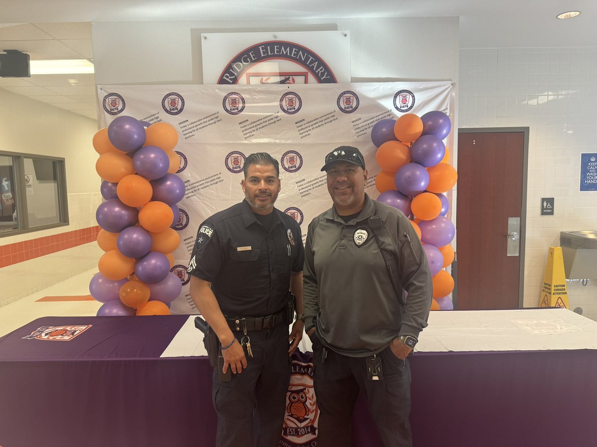 Happy National Police Week to Officer Lara & Officer Medrano! On behalf of our Mission we would like to thank them for keeping our Mission safe!! 💜🦉🧡#TeamSISD #manymindsONEmission #VoxCorVita