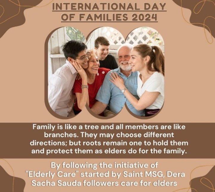 Family is an important gift given by God.
In today's time, instead of mutual love in family relationships,it has become limited to social media. Saint Ram Rahim Ji started the SEED campaign to strengthen family relationships.
#InternationalDayOfFamilies