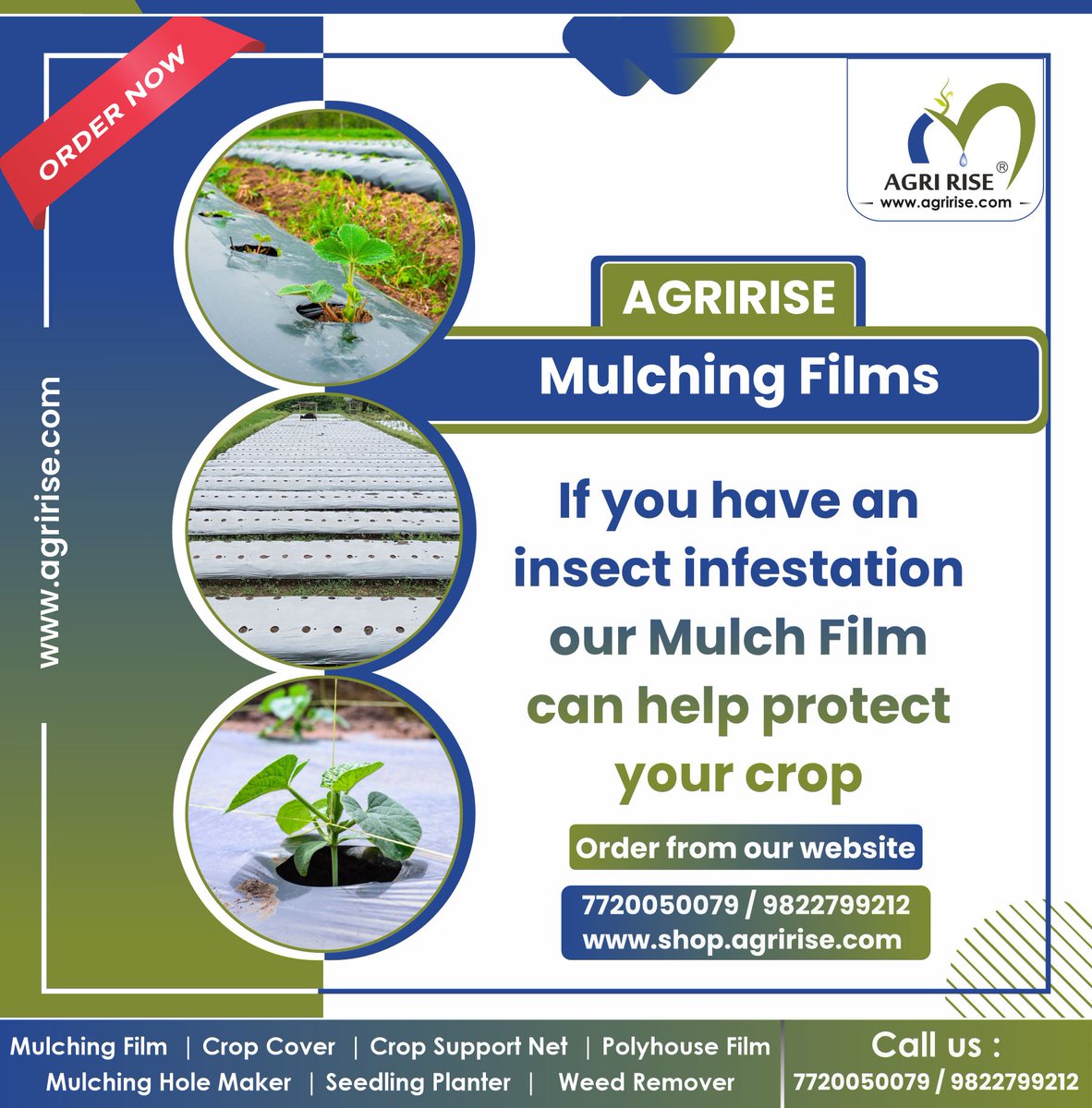 🌱🛒🌾 Order Now for AGRIRISE Mulching Films! 🌱🛒🌾 Combat insect infestations with our Mulch Film! 🐛💪 Call 7720050079/9822799212 📞 #agriculture #farming #mulchfilm #pestcontrol #cropcare #organicfarming #sustainableagriculture #protectyourcrop #innovation #ordernow