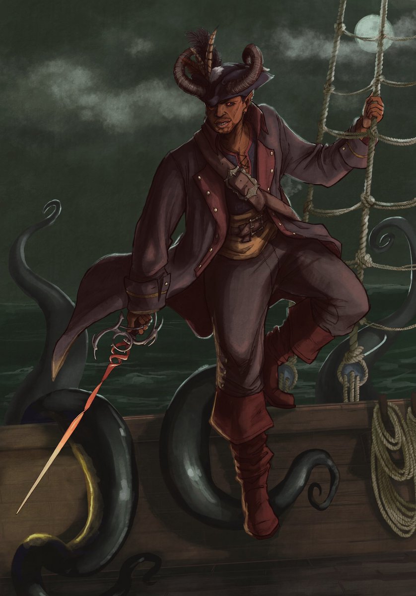 #bg3 #wyllravengard 

Another pirate-type beat. Wyll would ofc be the captain of the pirate au crew, and i think he uses the arms of hadar to board ships to look cool lol