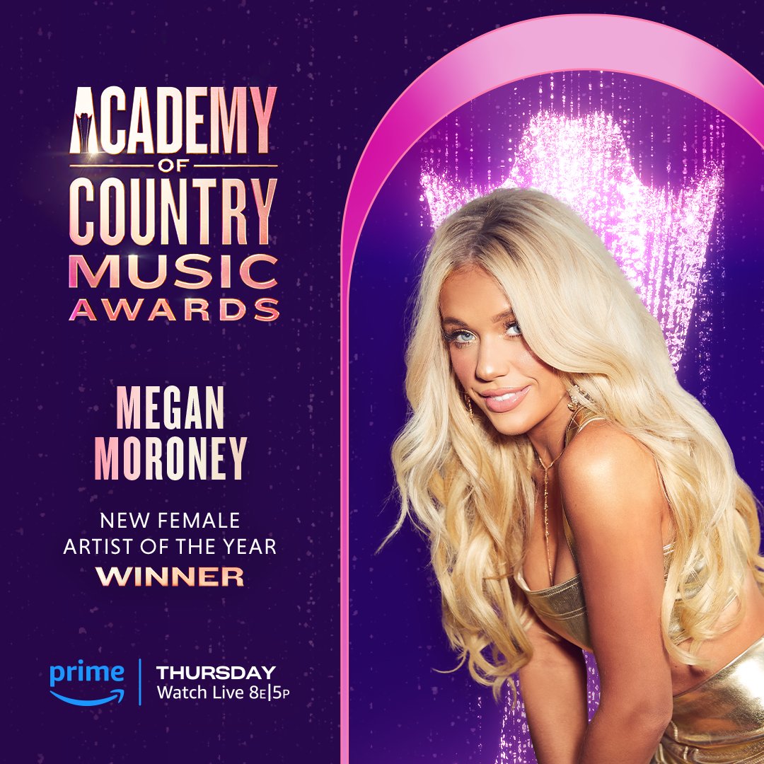 👋 Say hello to the ACM New Female Artist of the Year... @_megmoroney! 👋 #ACMawards