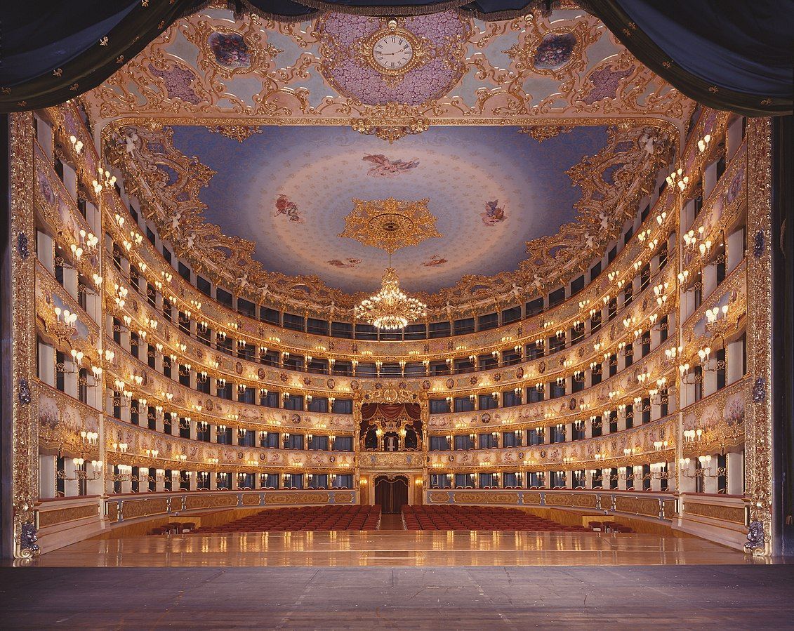 La Fenice Opera House from the stage Credit - Pietro Tessarin, CC BY-SA 4.0 <creativecommons.org/licenses/by-sa…>, via Wikimedia Commons