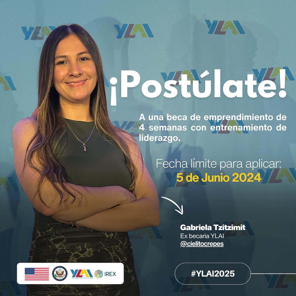 ¡La convocatoria para #YLAI2025 está abierta ya! Participa en una beca de emprendimiento de 4 semanas con un entrenamiento de liderazgo en #EEUU. +Información: ow.ly/5BUj50RAZuK ¡Envía tu solicitud antes del 5 de junio!