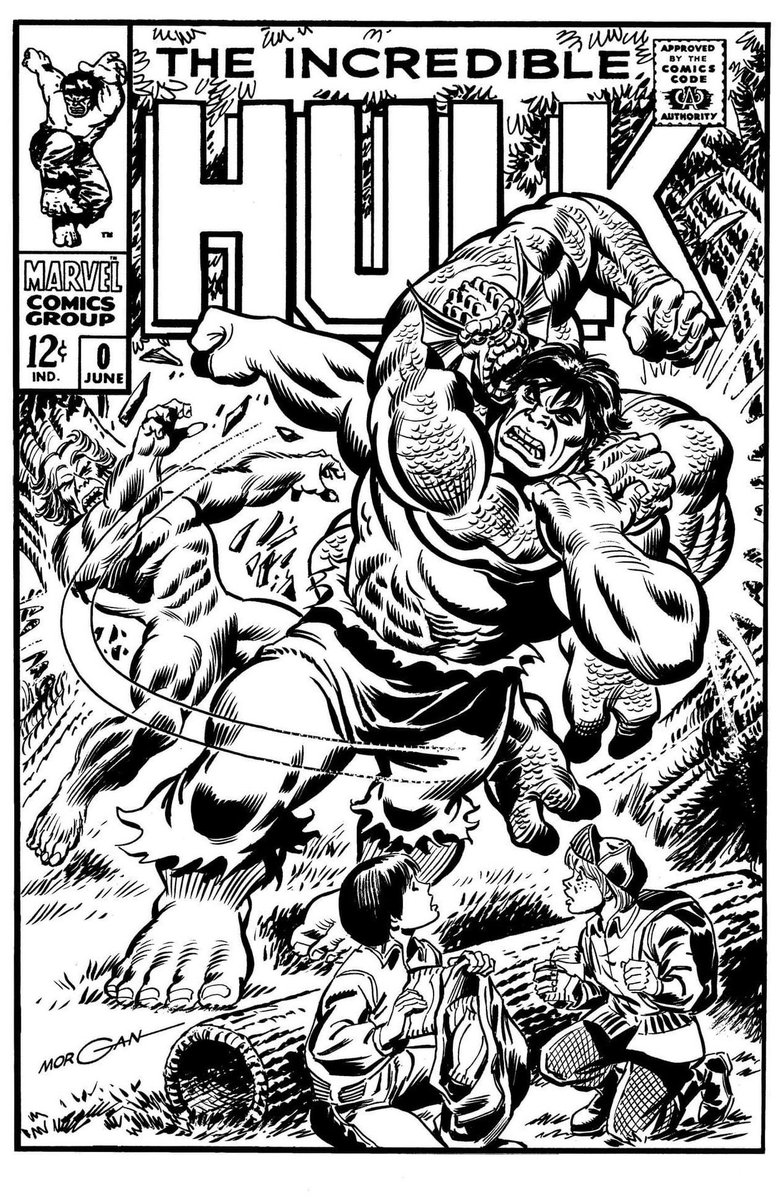 TOM MORGAN Incredible Hulk faux cover inspired by the 1975 Hostess Fruit Pies ad drawn by John Romita, Sr.