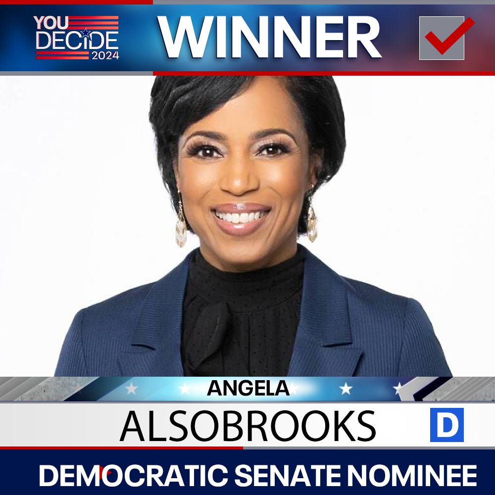 fox5dc's tweet photo. Prince George's County Executive Angela Alsobrooks won the Democratic primary for U.S. Senate on Tuesday, defeating Rep. David Trone, and setting up a battle to retain the party’s majority in the Senate in November’s general election. https://t.co/QDwTRgNnuC https://t.co/OaY93OKd6s