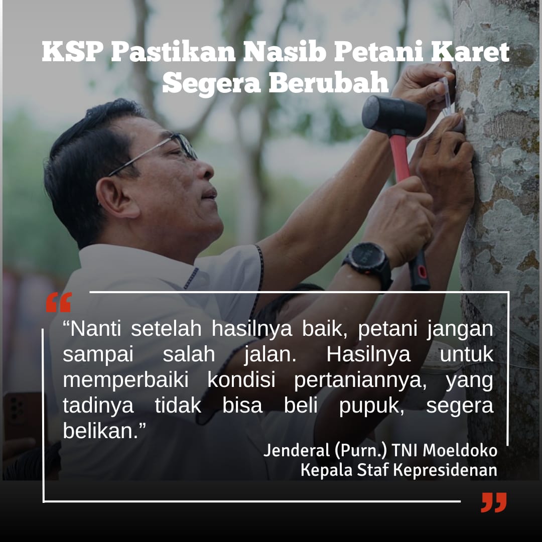 KSP @Dr_Moeldoko memastikan jika nasib para Petani karet akan segera berubah sejak di temukannya teknologi mercy tap system. Sehingga para petani bisa membeli pupuk dengan mudah karena kondisi pertaniannya sudah membaik. 

#MoeldokoPeduliPetaniKaret