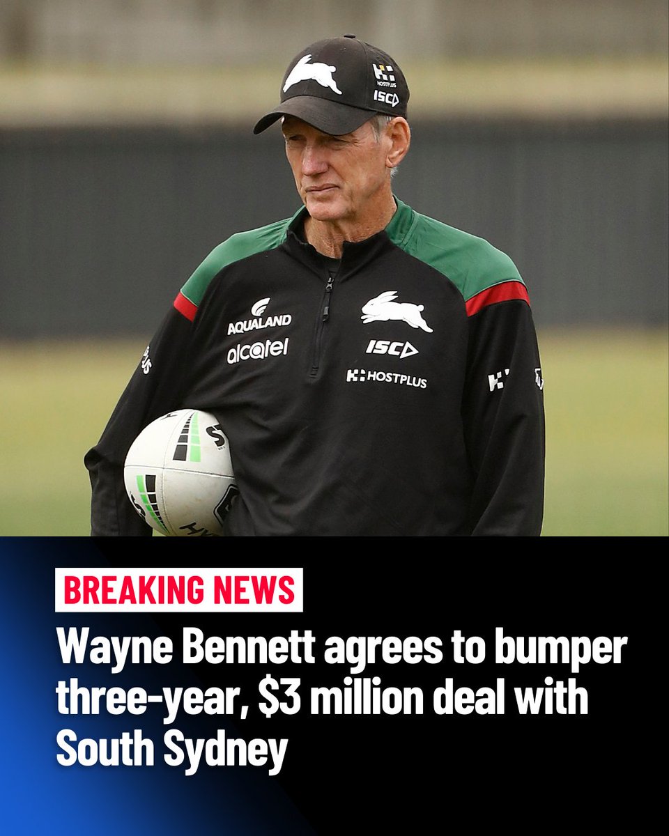 #BREAKING: Wayne Bennett has reportedly agreed to a three-year, $3 million deal to see him return to the @SSFCRABBITOHS. It is expected Bennett will sign the new deal in the coming days. Bennett last coached the Bunnies in 2021, and has been at the helm of the @dolphinsnrl since…