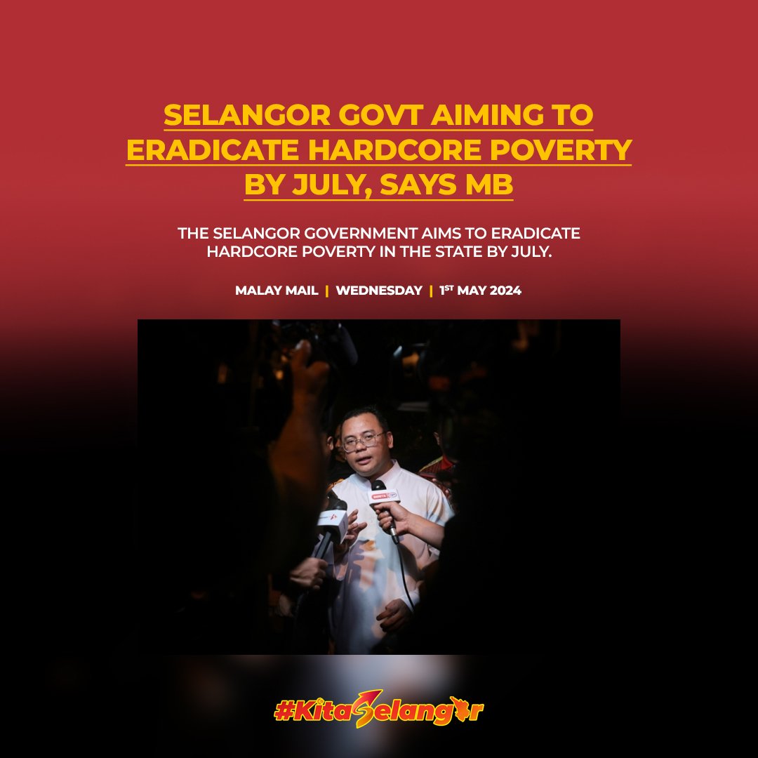 'The Selangor government aims to eradicate hardcore poverty in the state by July.' malaymail.com/news/malaysia/…
