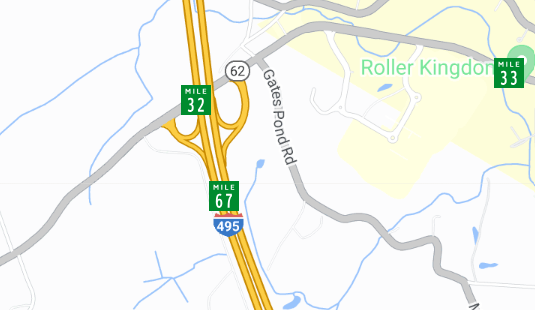 Tonight in #Hudson #Marlborough overnight closure of On-Ramp from I-290 EB to I-495 NB, (exit 32 A). Closure will be in effect from 10:00pm on 5/14, through 5:00am on 5/15. Detour in place.