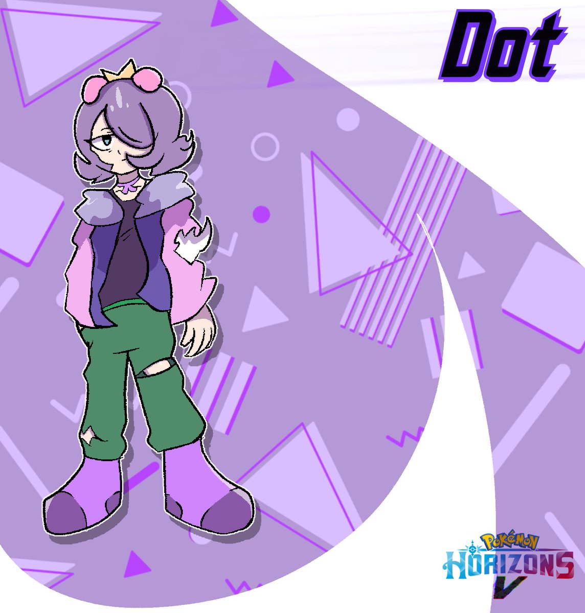 Here’s V!Dot! I had a lot of fun designing her.

More about her character in the thread 🧵 

#Anipoke #PokemonAU
