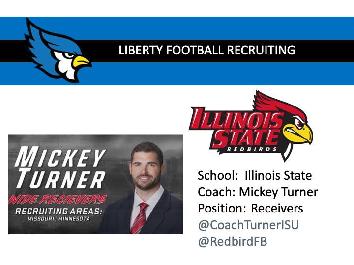 Thanks to Illinois State Football @RedbirdFB Coach Mickey Turner @CoachTurnerISU for visiting Liberty High School today!