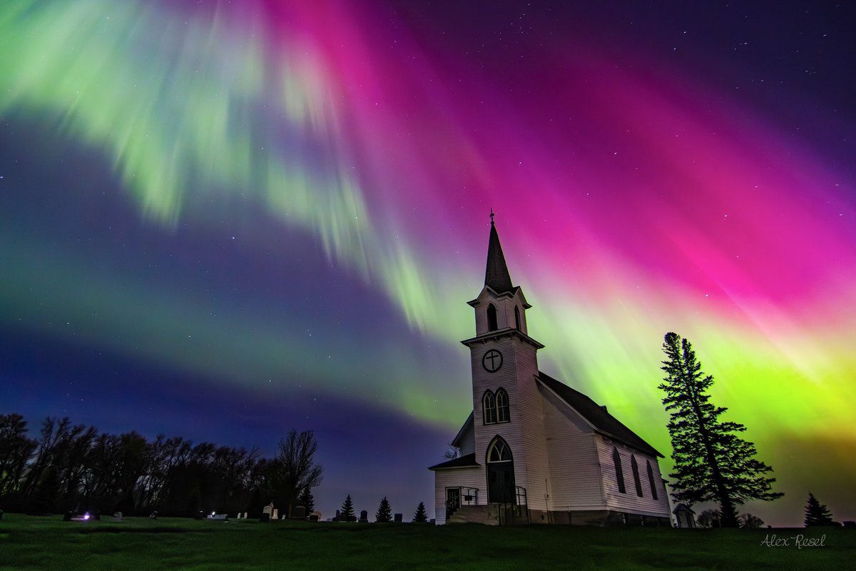 Aurora dancing over a historical South Dakota church. A moment I will remember for the rest of my life.