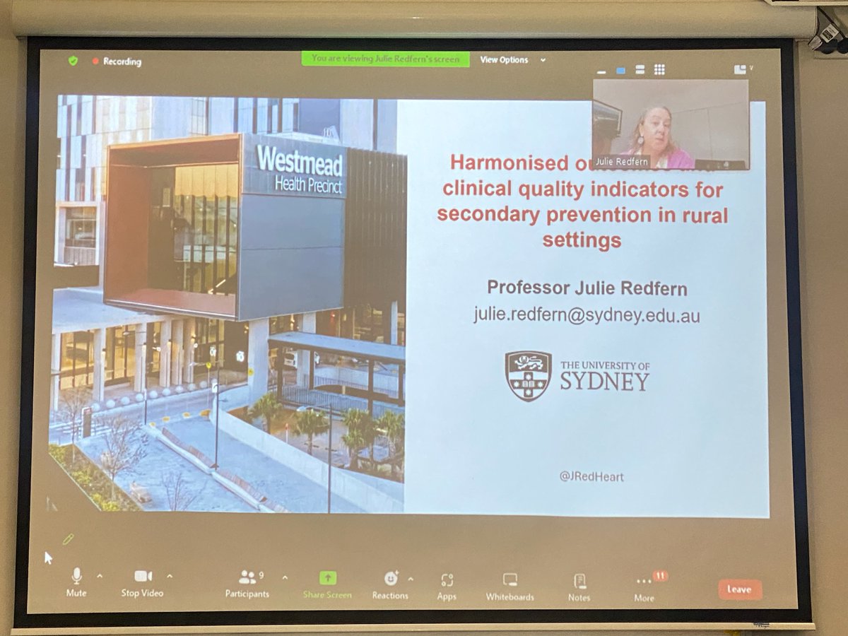@JRedHeart beams in to discuss Harmonised outcomes and clinical quality indicators for secondary prevention in rural settings at the Remoteness & CVD & Stroke in Australia Workshop in Dubbo today. @USYD_CVI @LeeNedkoff @gemtree