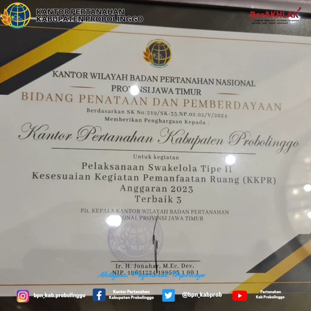 Halo #SobATRBPN

Pada hari Senin-Selasa 13-14 Mei 2024 Kepala Kantor Pertanahan Kabupaten Probolinggo beserta Kepala Seksi Penataan dan Pemberdayaan menghadiri Rapat Koordinasi (Rakor) Penyelenggaraan Reforma Agraria bertempat di Shangri-La Hotel Surabaya