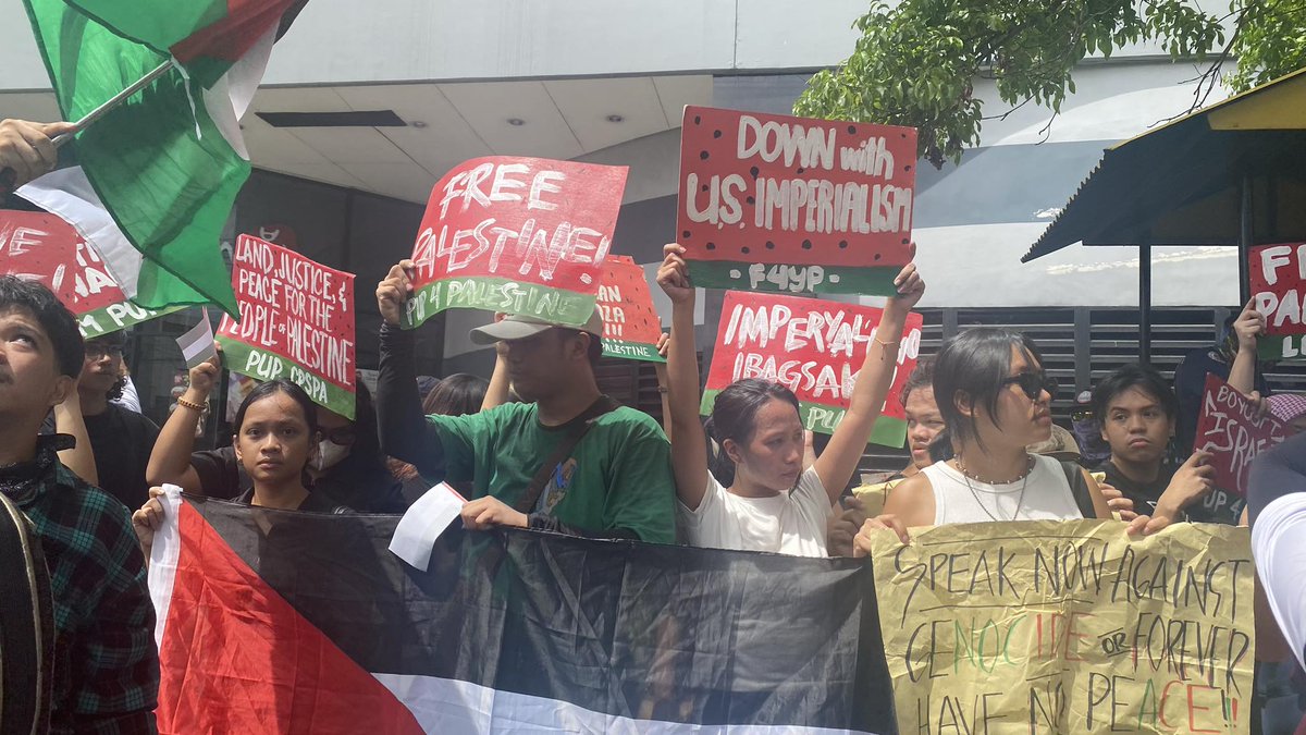 HAPPENING NOW: Progressive organizations and youth-students hold a protest for the 76th year of Nakba; a catastrophe wherein Palestinian people lost their land and faced war attacks from Israel. The Filipino youth stands with Palestinian's fight for their total liberation.