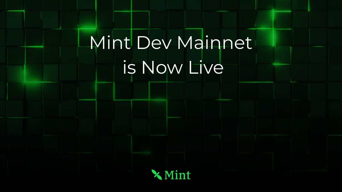 Mint Dev Mainnet is Now Live! 🟢

This marks a significant step toward our vision to build new economic systems to bring the next billion people onchain with NFT technology.

Developers can now deploy key infrastructure & applications on Mint mainnet. 

Public mainnet launch will