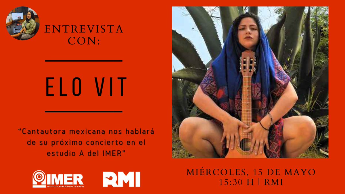 Con motivo de la presentación de @EloVitMusic en #ConciertosRMI, este miércoles la tendremos en entrevista. Hablaremos sobre los lanzamientos que ha hecho en los últimos años y nos dara algunos detalles del concierto del próximo viernes. imer.mx/rmi/ 📻 15:30 h | #RMI